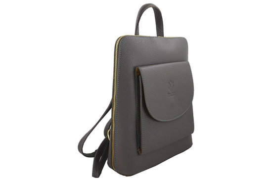 Plecak skórzany / listonoszka - Casual 2w1 - Szary 