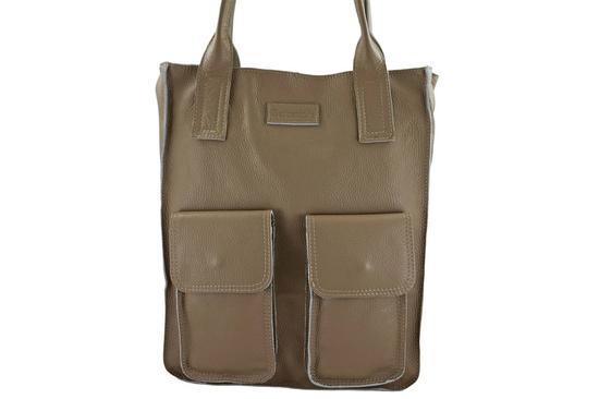 Torba shopper bag do pracy - beżowa