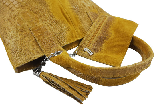 Modny worek skórzany CROCO Barberinis Żółty ciemny