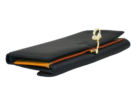 Duży portfel ze złotym zapięciem - Czarny 