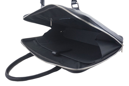 Jasnobrązowa skórzana torba na laptopa Casual