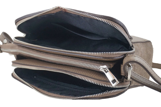 Torebka skórzana crossbody zamszowa - Beżowa 