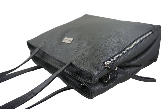 Torba skórzana A4 na ramię - Szara ciemna