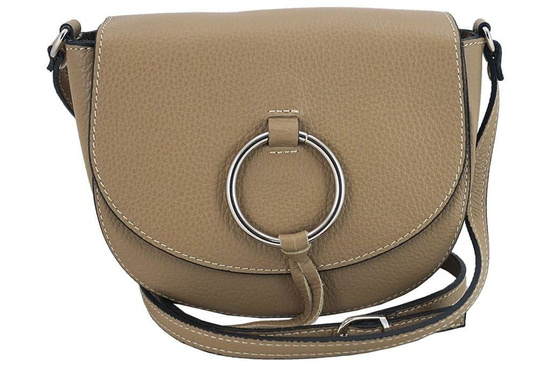 Damska skórzana listonoszka włoska - Beżowa ciemna