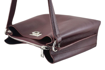 Duża torba damska skórzana na ramię jasnobrązowa