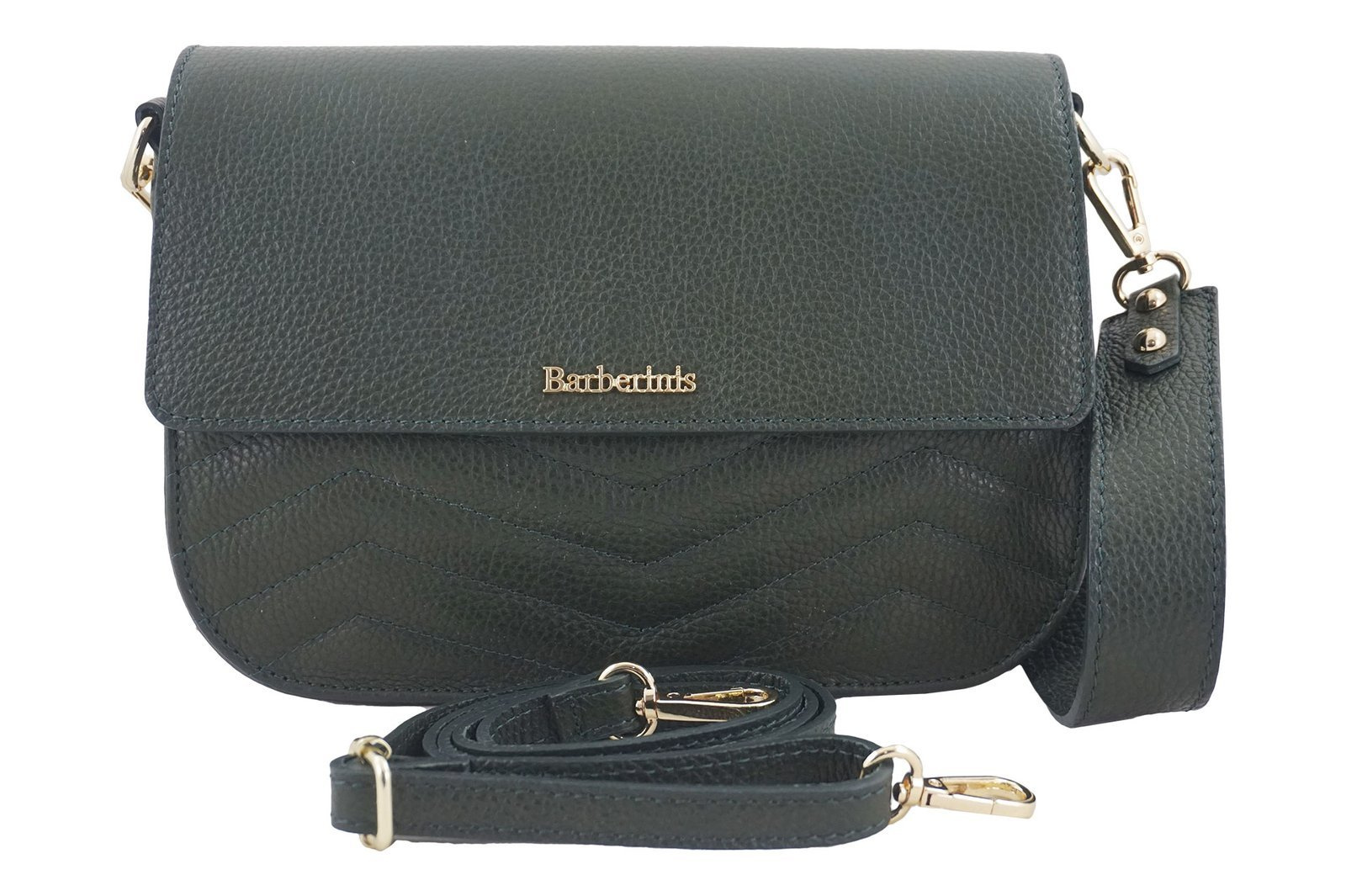 Torebka skórzana crossbody włoska - Zielona ciemna