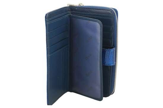 Portfel skórzany damski lakierowany - Czarny 