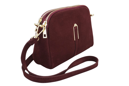 Mała torebka zamszowa wieczorowa - Bordowa 