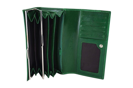 Skórzany portfel damski - Czarny 