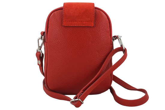 Codzienna listonoszka skórzana dwukomorowa - Czerwona 
