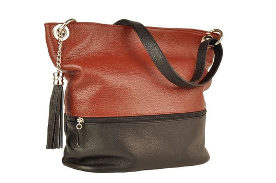 Skórzana torebka worek Barberinis- Beżowo-brązowa