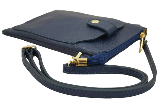 Torebka skórzana / etui na telefon - Granatowe jasne 