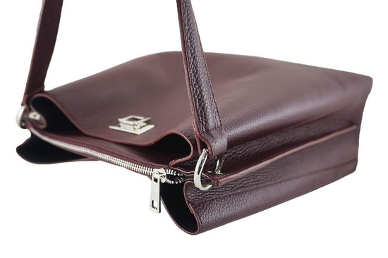 Duża torba damska skórzana na ramię - Brązowa