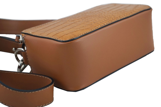 Mała skórzana listonoszka CROCO - Czarna