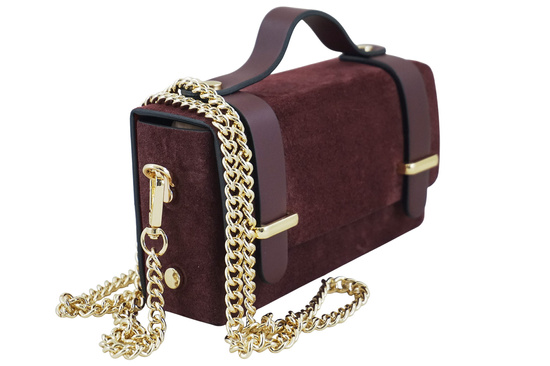 Zamszowa torebka Barberinis wizytowa - Bordowa 