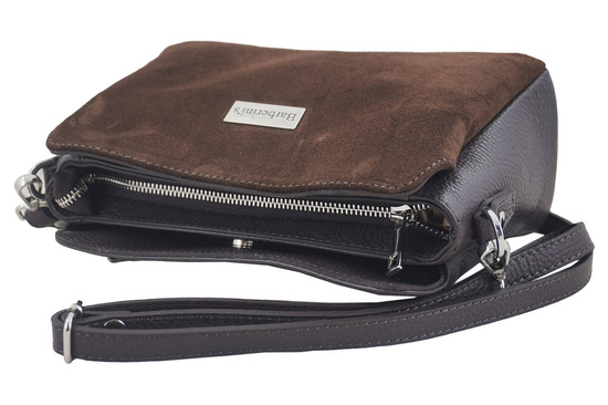 Listonoszka skórzana z zamszem - Granatowa