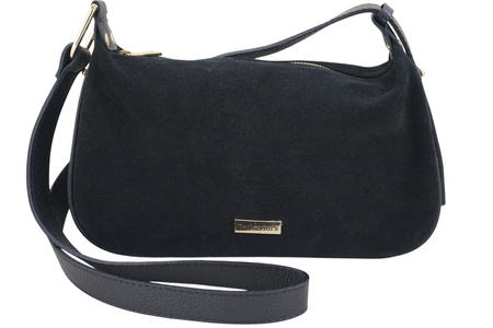 Elegancka torebka zamszowa na ramię - Czarna 