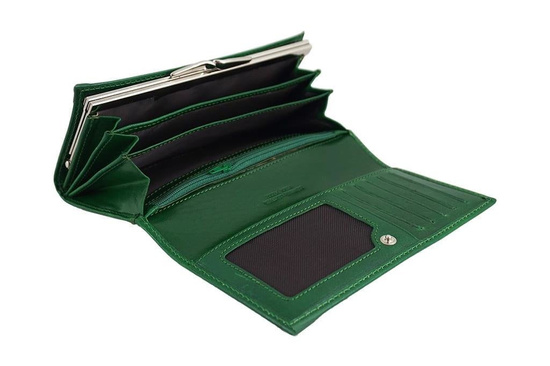 Skórzany portfel damski - Czarny 