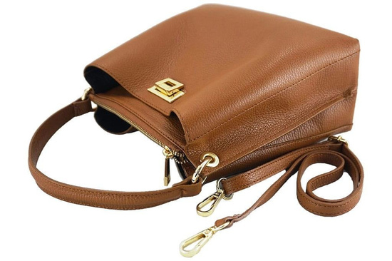 Klasyczna listonoszka ze skóry naturalnej - Granatowa