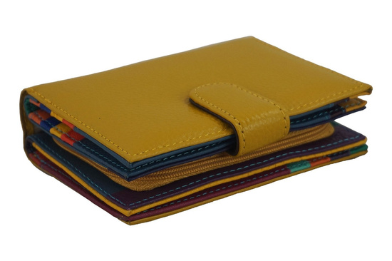 Pojemny kolorowy portfel damski skórzany - Granatowy 