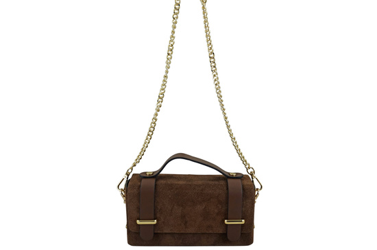 Zamszowa torebka Barberinis wizytowa - Brązowa  