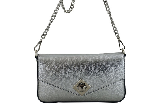 Modna torebka skórzana metalizowana - Złota 