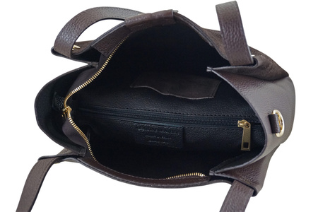 Klasyczna torebka skórzana z zamszem - Brązowa ciemna 