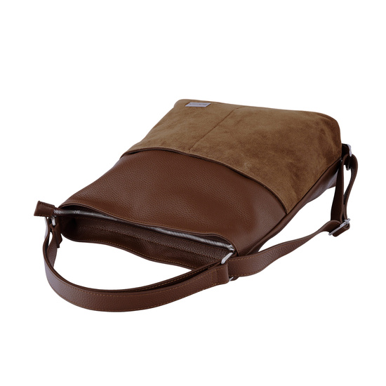 Torebka plecak z zamszem - Brązowa 