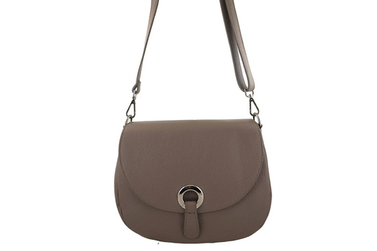 Duża torebka listonoszka ze skóry - Beżowa ciemna 