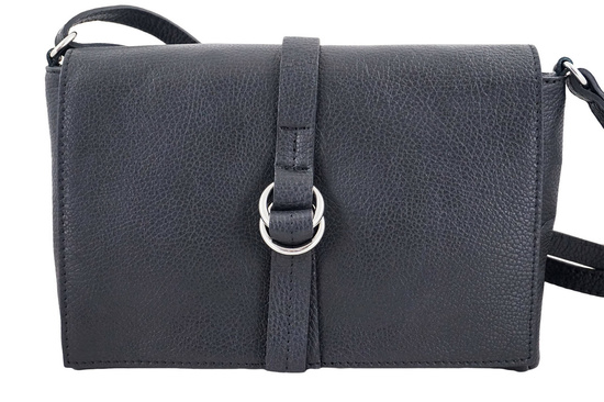 Prostokątna torebka z ozdobną klapką - Czarna 