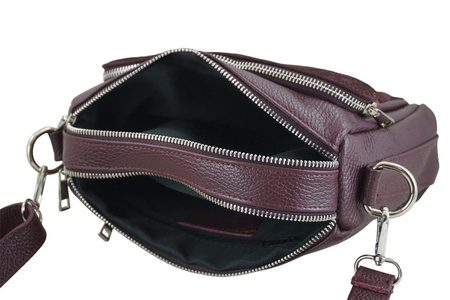 Codzienna torebka ze skóry naturalnej z zamszem - Bordowa