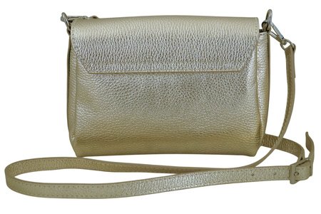 Skórzana torebka damska metalizowana - Złota 