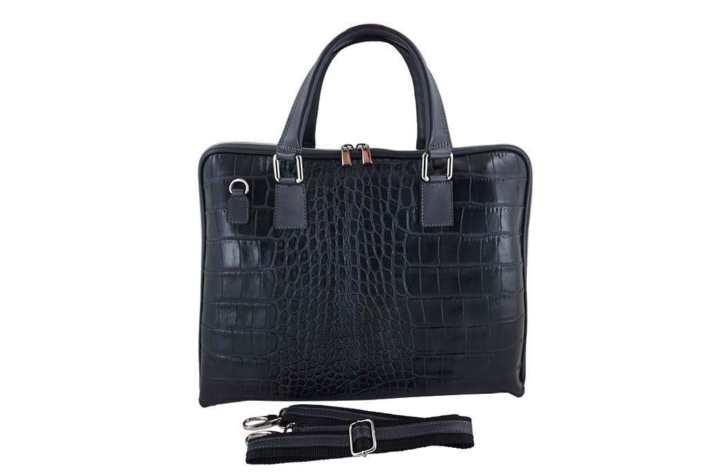 Torba na laptopa damska skórzana Barberinis - Szara ciemna
