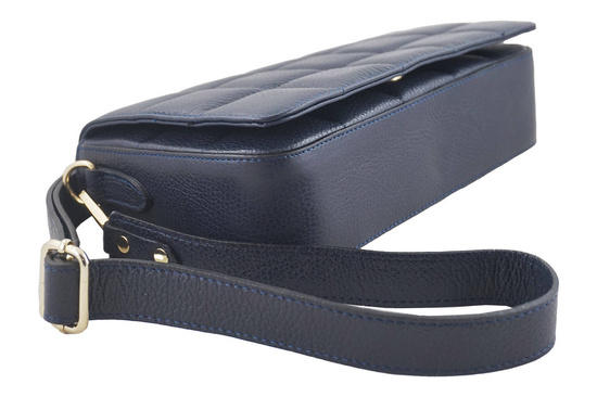 Modna torebka pikowana skórzana - Granatowa 