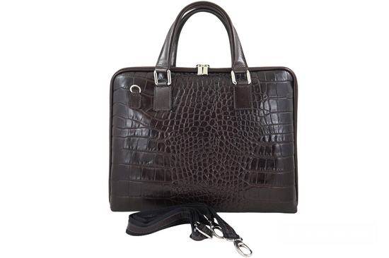 Torba na laptopa damska skórzana Barberinis - Brązowa ciemna 