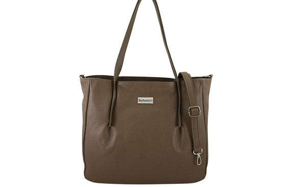 Shopperka damska skórzana Barberinis - Beżowa ciemna