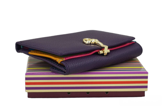 Elegancki portfel ze złotym zapięciem - Fioletowy