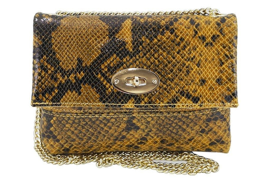 Listonoszka skórzana na łańcuszku - Czarna