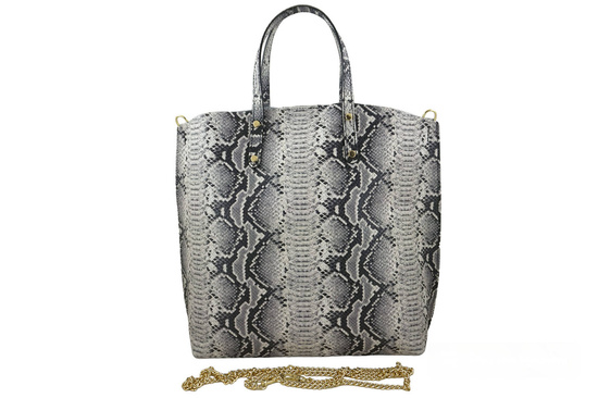 Torebka shopper z kolorowym nadrukiem - Beżowa 