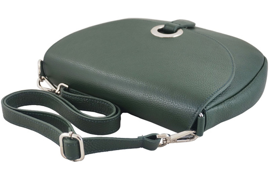 Duża torebka listonoszka ze skóry - Zielona ciemna