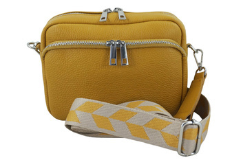 Torebka damska z ozdobnym paskiem - Żółta ciemna