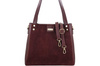 Klasyczna torebka skórzana z zamszem - Bordowa 
