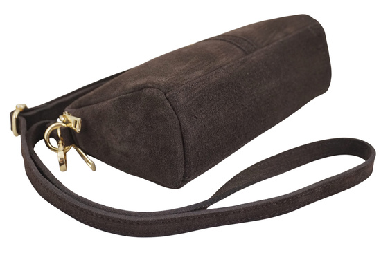 Mała torebka zamszowa wieczorowa - Brązowa ciemna 
