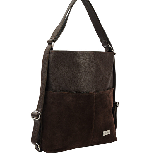 Torebka plecak z zamszem - Brązowa ciemna 