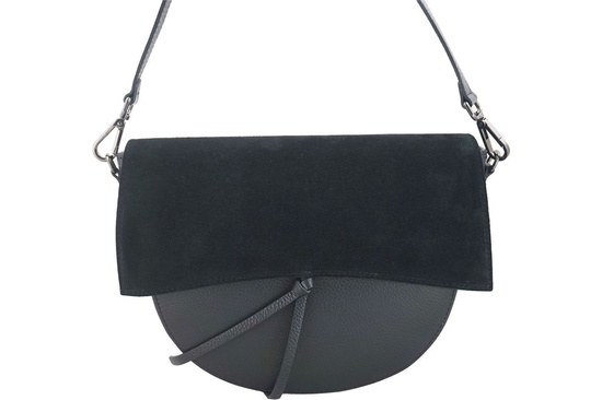 Modna torebka damska z zamszową klapką - Granatowa 