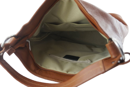 Duży worek na ramię skórzany A4 - Szary ciemny 