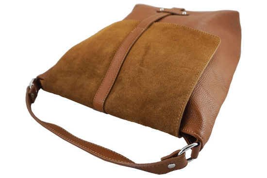Torba skórzana shopper bag A4 -Brązowa ciemna 