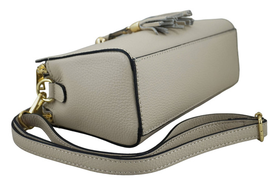 Listonoszka skórzana z kieszeniami - Beżowa jasna