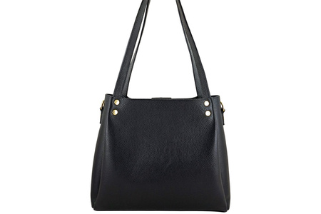 Klasyczna torebka skórzana z zamszem - Czarna 