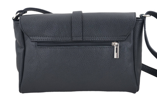 Prostokątna torebka z ozdobną klapką - Czarna 